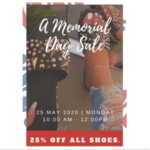 🥳 Memorial Day Sale! 25% Off All Shoes! 🥳